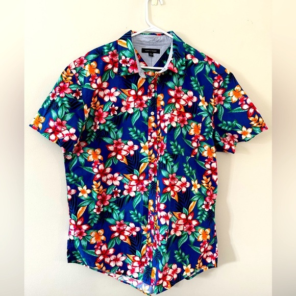 NWT Tommy Hilfiger Hawaiian Button Front Shirt Casual Multi Color Blue Size XXL - Picture 1 of 6